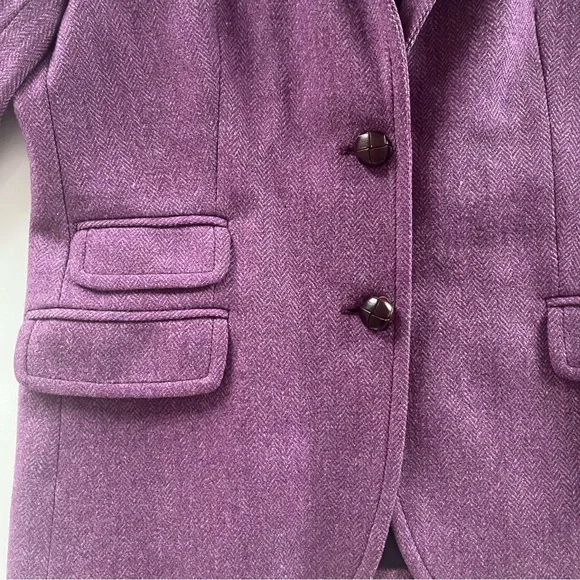 J. Crew hack-ing herringbone wool amethyst purple size 14 jacket large blazer - Picture 5 of 9